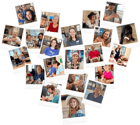 Residents and staff enjoying various activities and interactions