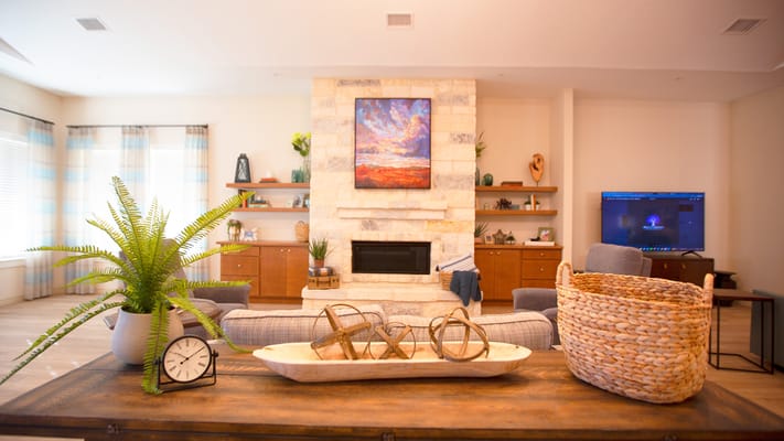Cozy common area in a senior living facility