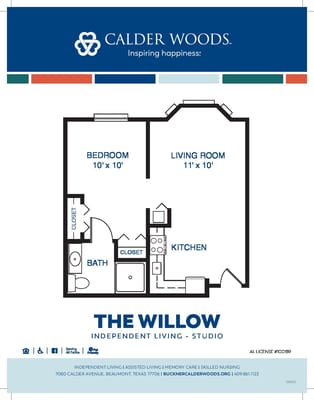Architectural floor plan for a studio apartment
