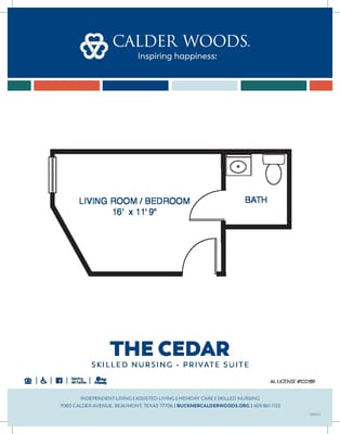 Architectural floor plan of a private suite