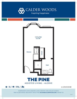 Floor plan of an assisted living alcove room