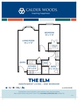 Architectural floor plan for a one-bedroom unit