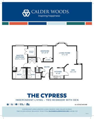 Architectural floor plan for a two-bedroom unit
