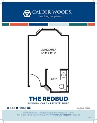 Floor plan of private suite at Calder Woods