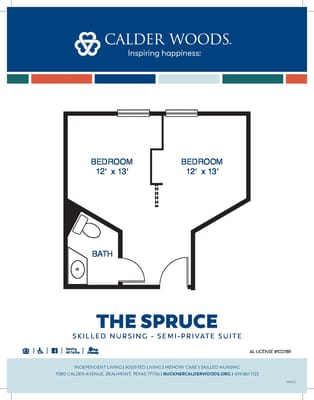 Architectural floor plan of semi-private suite called The Spruce