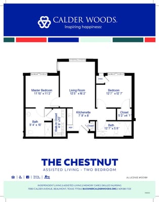 Architectural floor plan of a two-bedroom unit