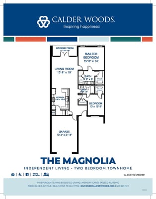 Architectural floor plan for a two-bedroom townhome