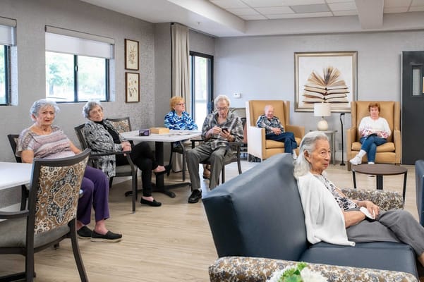Residents enjoying time in a common area