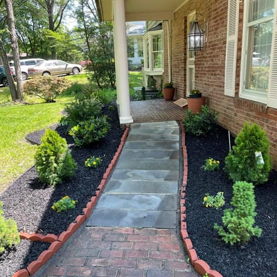 Garden pathway leading to the front entrance