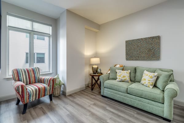 Cozy interior of a resident's room with furniture