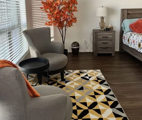 Cozy interior of a resident room with decorative elements