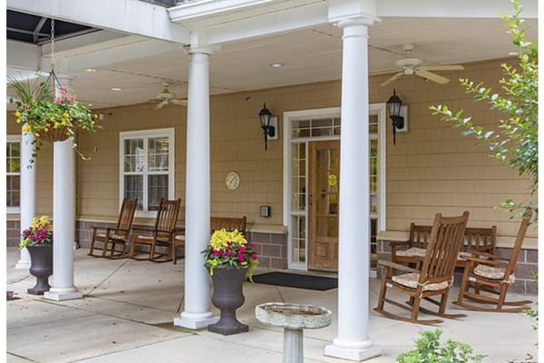 Comfortable seating area outside the facility