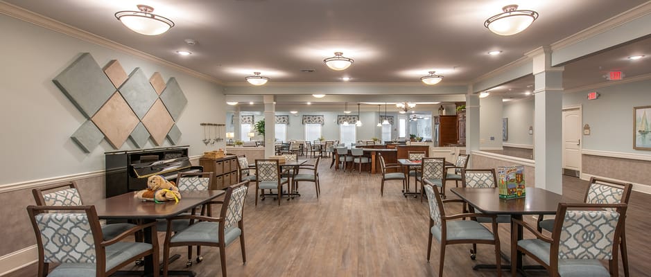 Interior common area with tables and seating