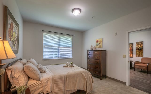 Comfortable private room with bed and decor