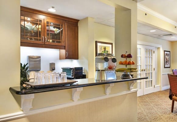 Interior view of a common area with refreshments