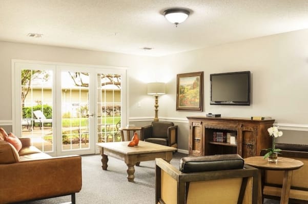 Cozy common area with seating and natural light