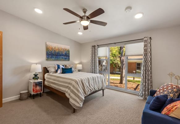 Bright private resident room with window view