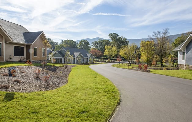 Pathway winding through landscaped outdoor space