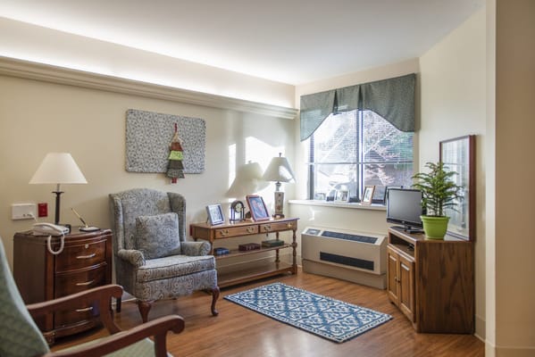 Cozy senior living room with personal touches