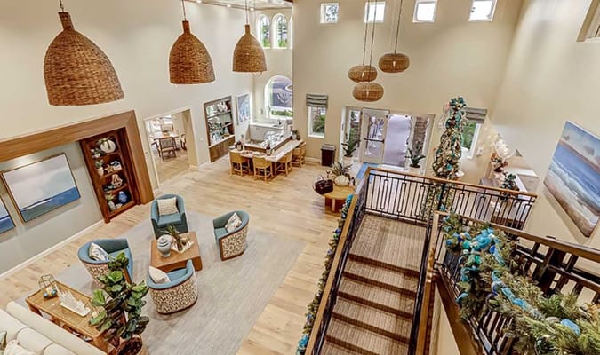 Bright and spacious common area with decorative touches