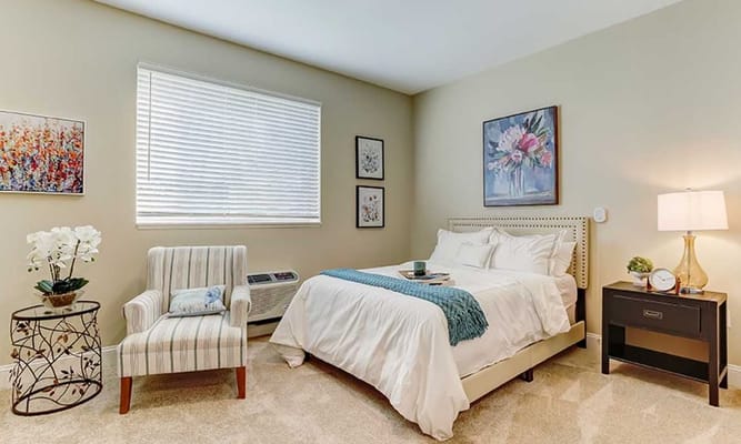 Cozy private bedroom with light colors and modern decor