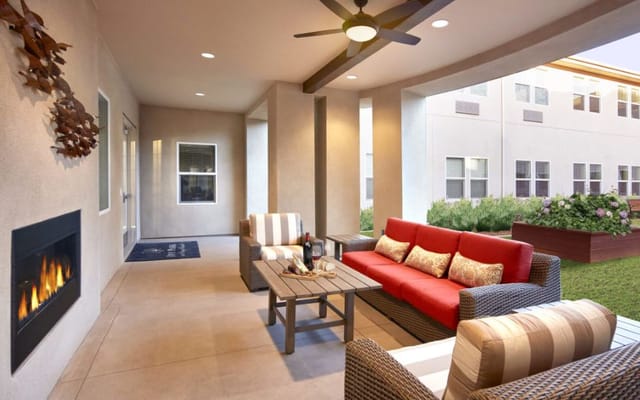 Cozy outdoor lounge area with comfortable seating