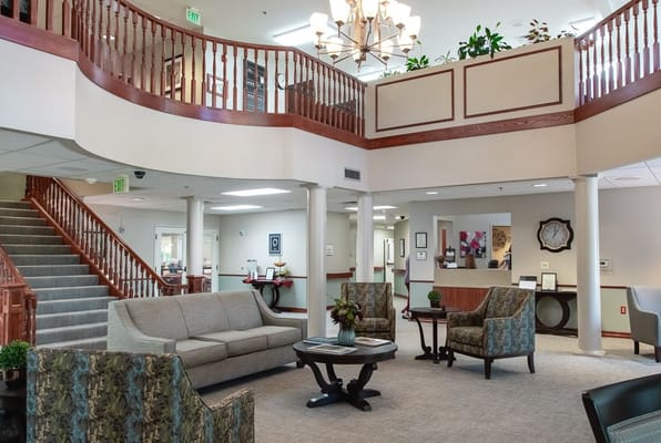 Bright interior common area with comfortable seating