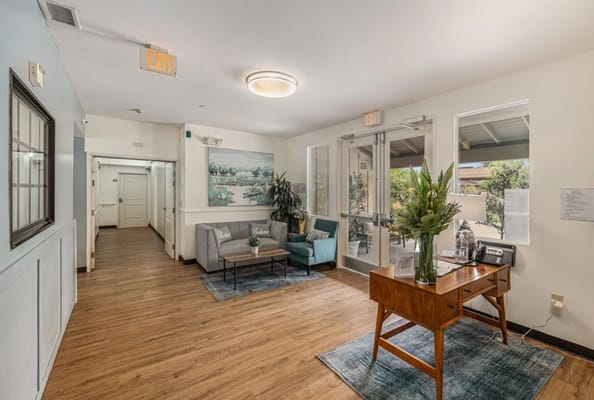 Interior view of a welcoming lobby area with seating
