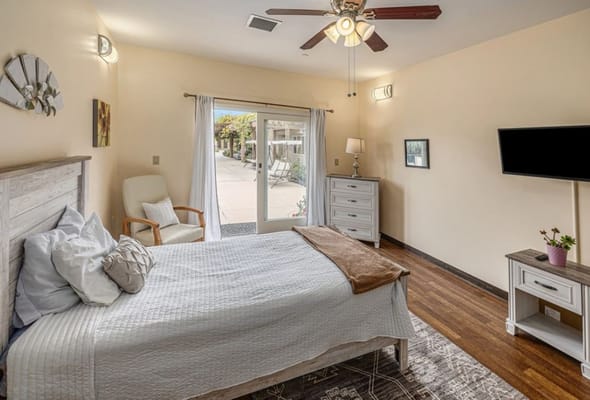 Cozy resident room with indoor decor and access to outdoor space