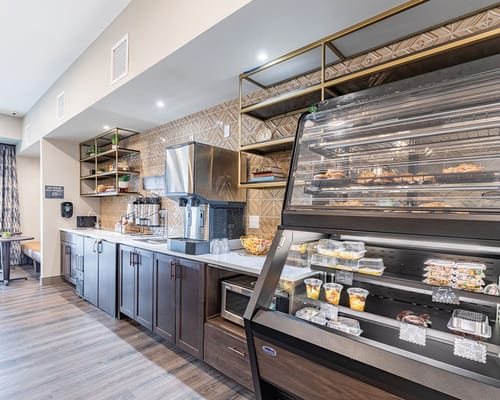 Coffee station with snacks and drinks at Terra Bluffs.