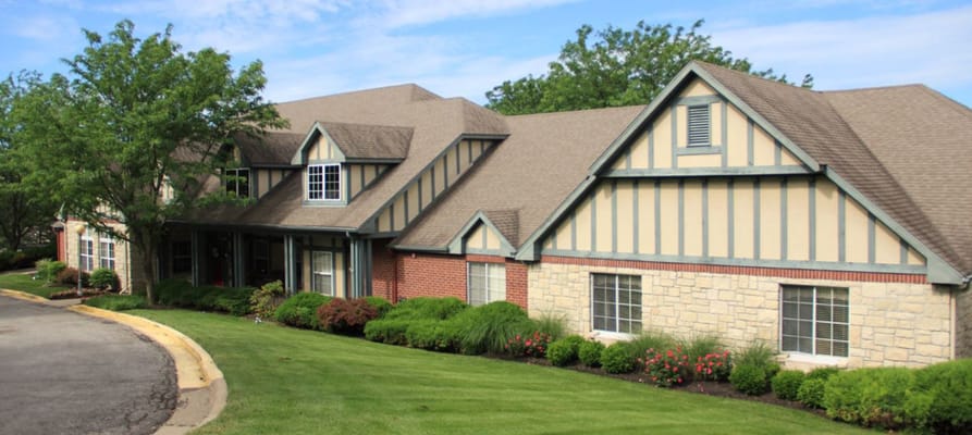 Exterior of Vintage Park at Lenexa showing landscaped grounds.