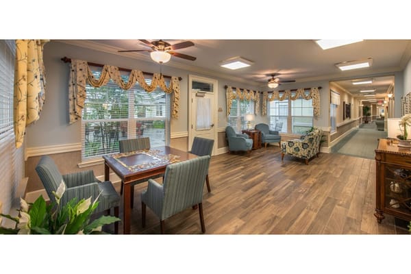 Interior common area with seating and tables