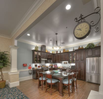 Well-equipped kitchen in assisted living facility