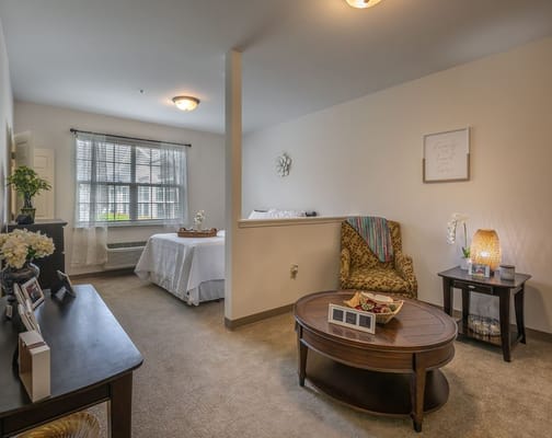 Cozy interior of a resident room with furnishings