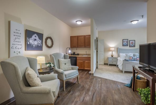 Cozy interior of a resident's room with furniture