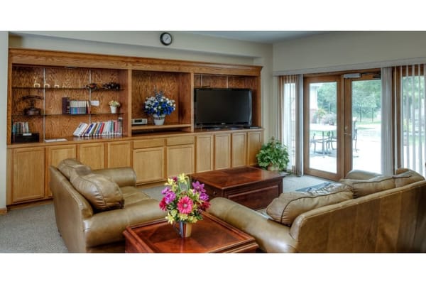 Cozy seating area with a TV and outdoor view