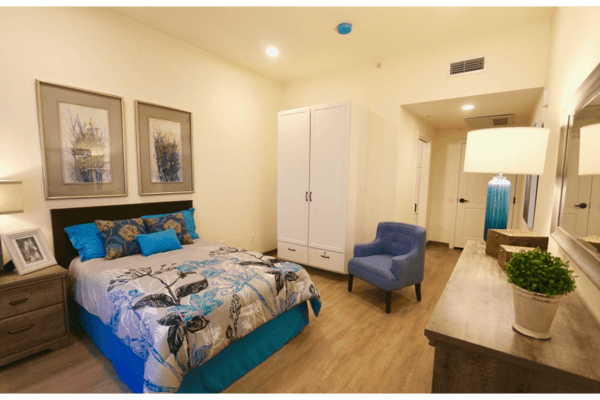 Cozy private resident room with a bed and decor