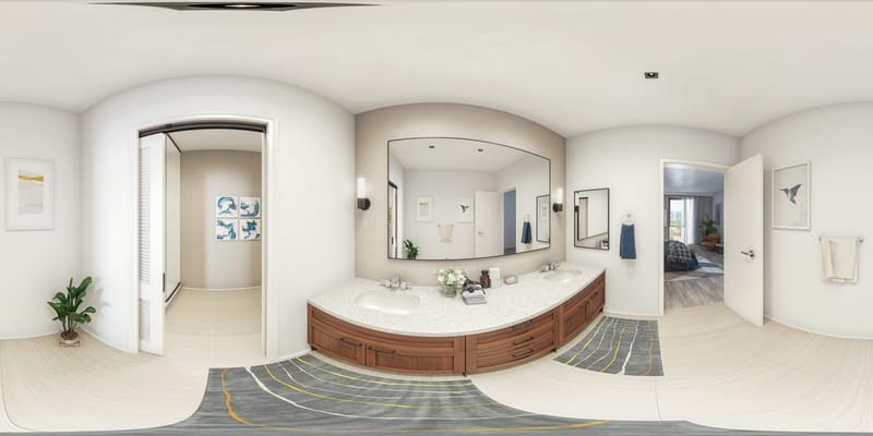 Bright interior bathroom with modern design