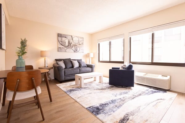 Bright interior living room of a senior facility
