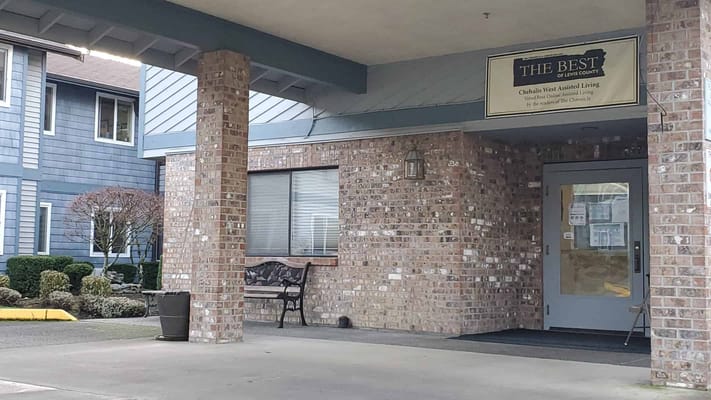 Exterior view of Chehalis West Assisted Living Center entrance