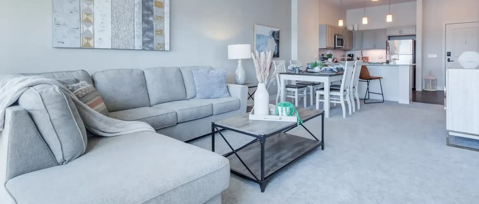 Spacious living area of a senior apartment