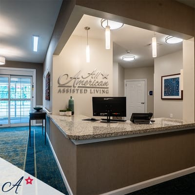Reception area of an assisted living facility