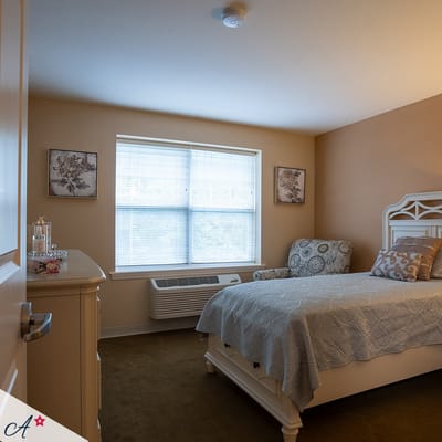 Cozy bedroom in assisted living facility
