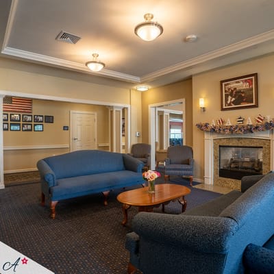Interior view of a cozy lounge area in the facility