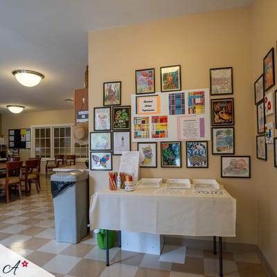 Art display in a common area of the facility