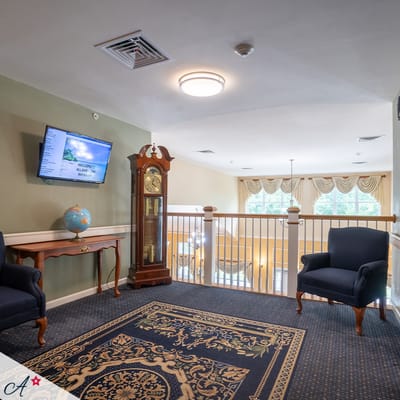 Cozy common area with seating and decor