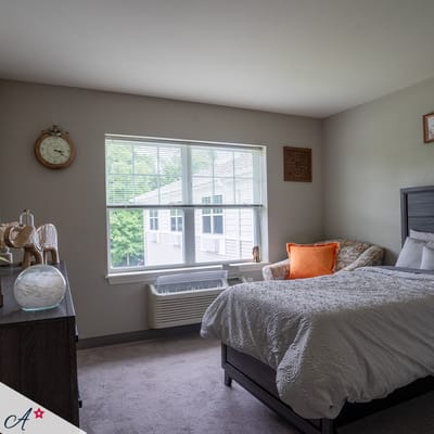 Bright private resident room with large window