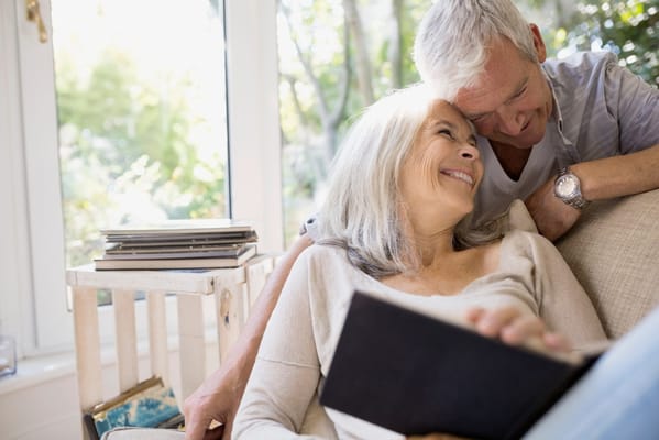 Senior couple enjoying time together in a bright room