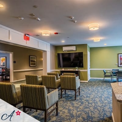 Bright common area with comfortable seating