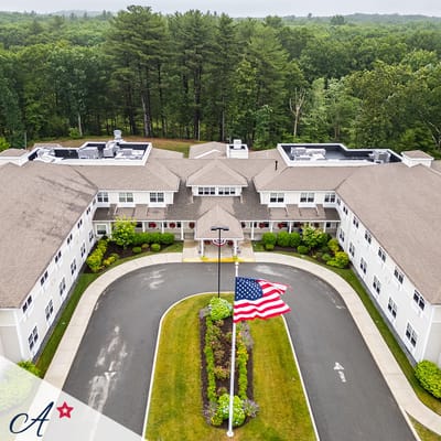 Aerial view of All American Assisted Living at Wrentham